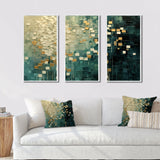 Rebirth Retro Abstract In VIntage Gold Blue I - Multi-Panels