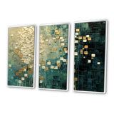 Rebirth Retro Abstract In VIntage Gold Blue I - Multi-Panels
