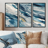 Bliss Of Happiness Abstract In Retro Blue II - Split Panel Canvas Art