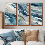 Bliss Of Happiness Abstract In Retro Blue II - Split Panel Canvas Art
