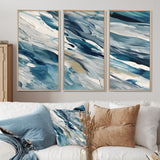 Bliss Of Happiness Abstract In Retro Blue II - Split Panel Canvas Art