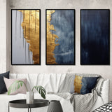 A Touch Of Gold And Kings Blue III - 3-Piece Canvas Wall Art