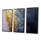 A Touch Of Gold And Kings Blue III - 3-Piece Canvas Wall Art