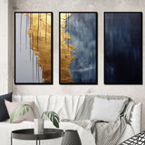 A Touch Of Gold And Kings Blue III - 3-Piece Canvas Wall Art