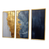 A Touch Of Gold And Kings Blue III - 3-Piece Canvas Wall Art