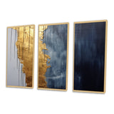 A Touch Of Gold And Kings Blue III - 3-Piece Canvas Wall Art