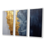 A Touch Of Gold And Kings Blue III - 3-Piece Canvas Wall Art