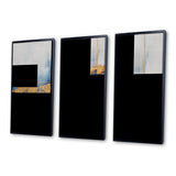 Fabric Of Time Abstract Blue And Gold IV - Canvas Multipanels Set of 3
