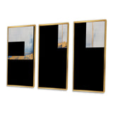Fabric Of Time Abstract Blue And Gold IV - Canvas Multipanels Set of 3