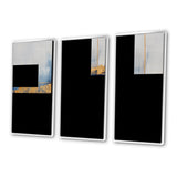 Fabric Of Time Abstract Blue And Gold IV - Canvas Multipanels Set of 3