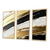 Waves Of Midnight Passion Abstract Black Gold - Split Panel Canvas Art