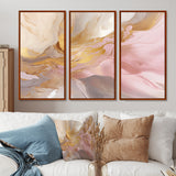 Exquisite Symphony Abstract Pink And Gold Pastel - Multi-Panels