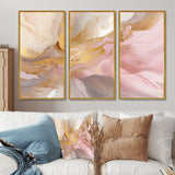 Exquisite Symphony Abstract Pink And Gold Pastel - Multi-Panels