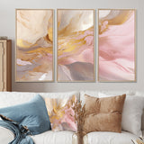 Exquisite Symphony Abstract Pink And Gold Pastel - Multi-Panels