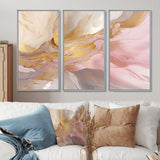 Exquisite Symphony Abstract Pink And Gold Pastel - Multi-Panels