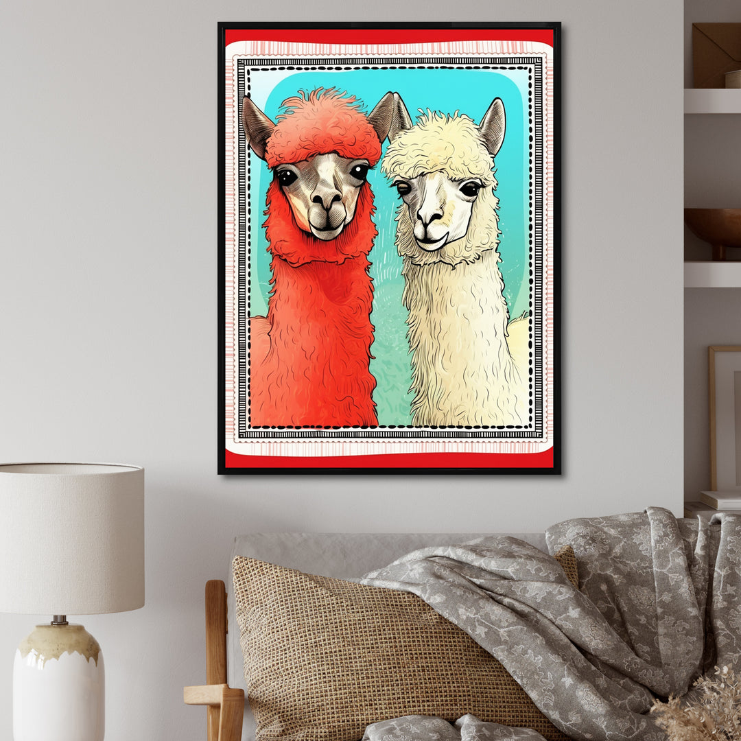 Stamp Retro Illustration Of Alpaca Portrait - Alpaca Home Decor Art