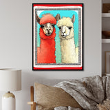 Stamp Retro Illustration Of Alpaca Portrait - Alpaca Home Decor Art