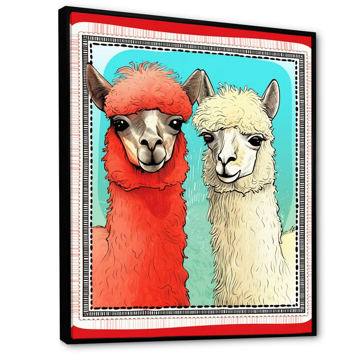Stamp Retro Illustration Of Alpaca Portrait - Alpaca Home Decor Art