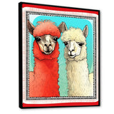 Stamp Retro Illustration Of Alpaca Portrait - Alpaca Home Decor Art