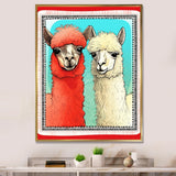 Stamp Retro Illustration Of Alpaca Portrait - Alpaca Home Decor Art