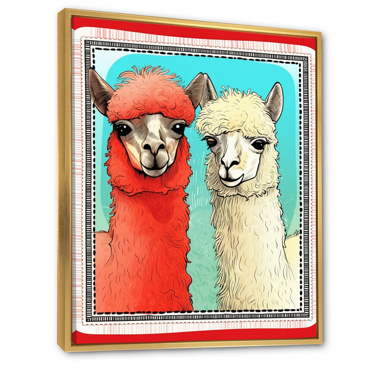 Stamp Retro Illustration Of Alpaca Portrait - Alpaca Home Decor Art