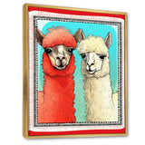 Stamp Retro Illustration Of Alpaca Portrait - Alpaca Home Decor Art
