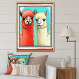 Stamp Retro Illustration Of Alpaca Portrait - Alpaca Home Decor Art