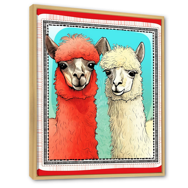 Stamp Retro Illustration Of Alpaca Portrait - Alpaca Home Decor Art