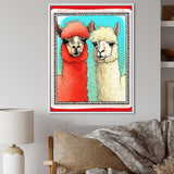 Stamp Retro Illustration Of Alpaca Portrait - Alpaca Home Decor Art