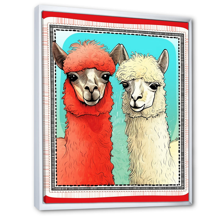 Stamp Retro Illustration Of Alpaca Portrait - Alpaca Home Decor Art