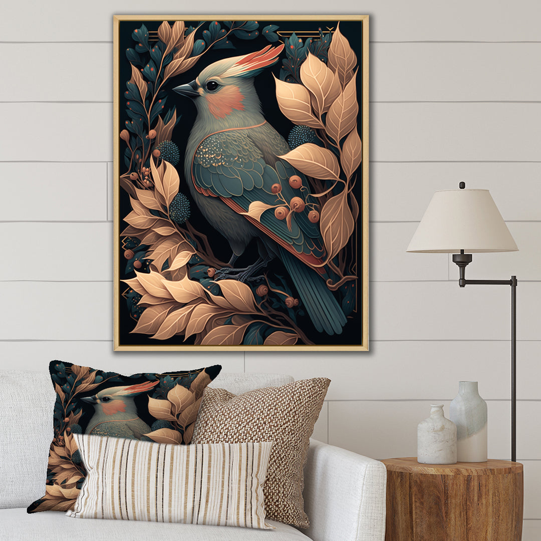 Cardinal Bird In Faded Retro Tones - Bird Home Decor Art