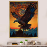 Majestic Mystical Eagle In Sunset Sky - Eagle Home Decor Art