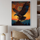 Majestic Mystical Eagle In Sunset Sky - Eagle Home Decor Art
