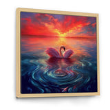 Pink Swan Reflection At Majestic Sunset - Yellow Swans Wall Art