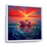 Pink Swan Reflection At Majestic Sunset - Yellow Swans Wall Art