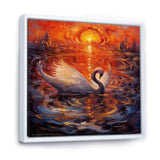 White Swan At Majestic Sunset - Swans Framed Canvas Art