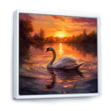 White Swan Romantic Sunset - Swans Living Room Wall Art