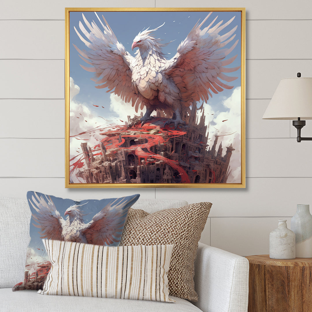 Majestic White Bird In The High Skies - Bird Framed Canvas Art