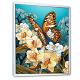 Gracious Brown Butterfly On Orchids Retro - Butterfly Wall Decor