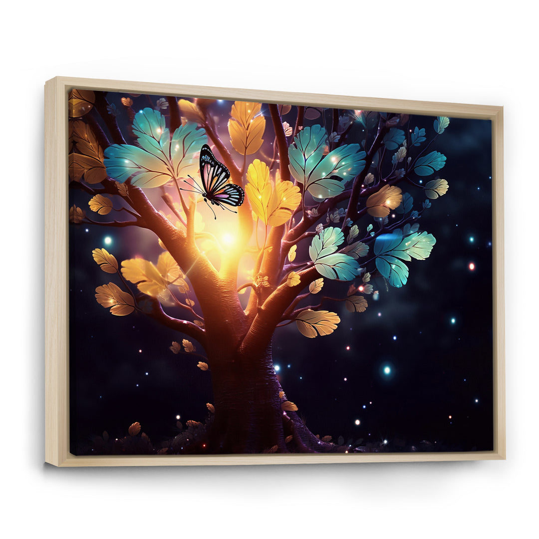 Ethereal Brown Butterfly On Magical Tree - Brown Butterfly Wall Art