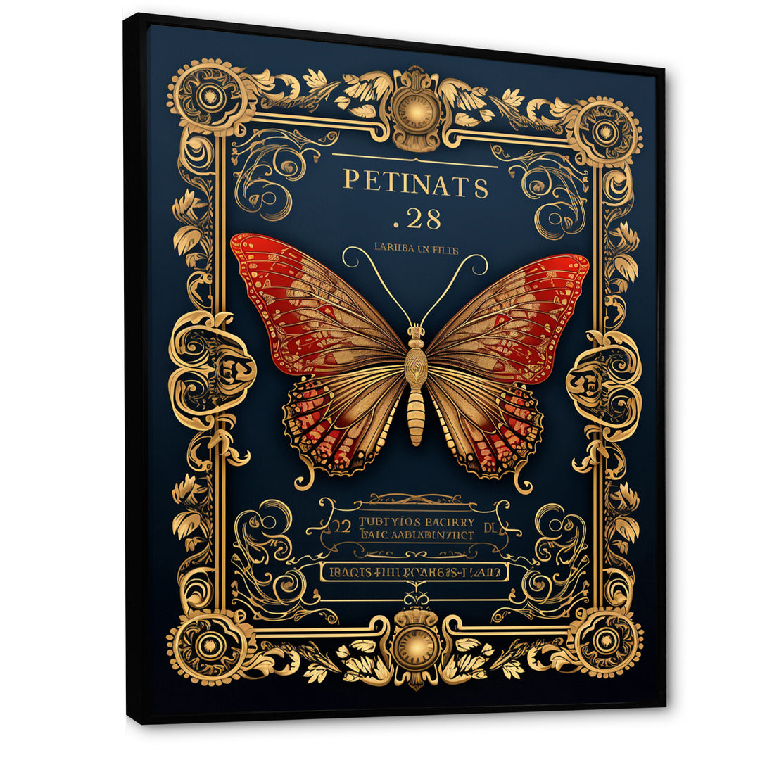 Retro Illustration Of Red Butterfly - Butterfly Wall Decor