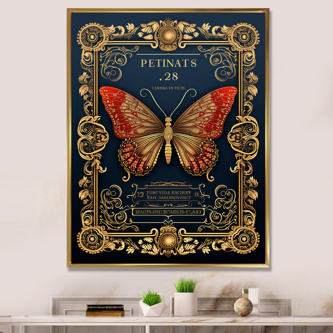 Retro Illustration Of Red Butterfly - Butterfly Wall Decor