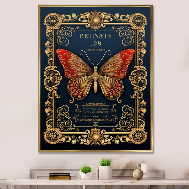Retro Illustration Of Red Butterfly - Butterfly Wall Decor