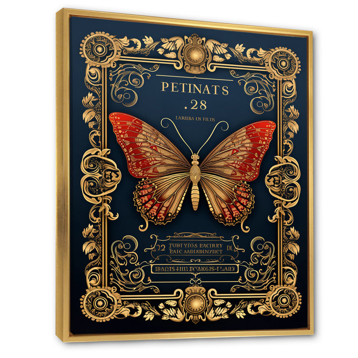 Retro Illustration Of Red Butterfly - Butterfly Wall Decor