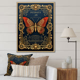 Retro Illustration Of Red Butterfly - Butterfly Wall Decor