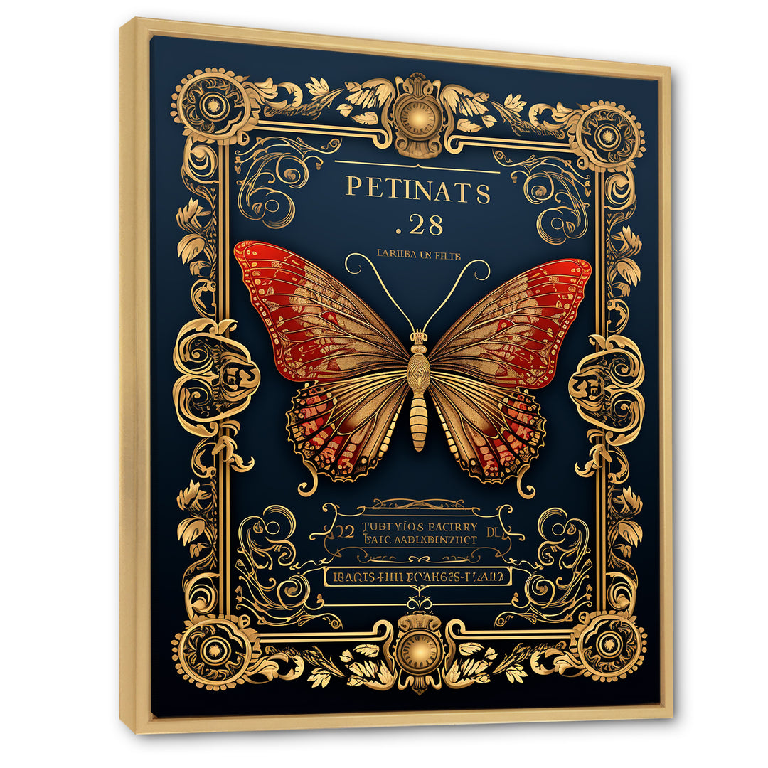 Retro Illustration Of Red Butterfly - Butterfly Wall Decor