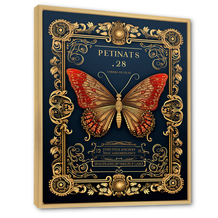 Retro Illustration Of Red Butterfly - Butterfly Wall Decor