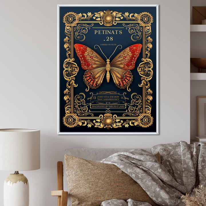 Retro Illustration Of Red Butterfly - Butterfly Wall Decor