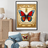 Retro Illustration Of Blue Butterfly - Butterfly Wall Art Prints
