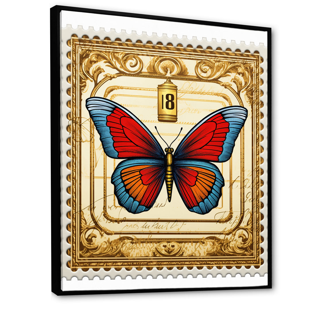 Retro Illustration Of Blue Butterfly - Butterfly Wall Art Prints
